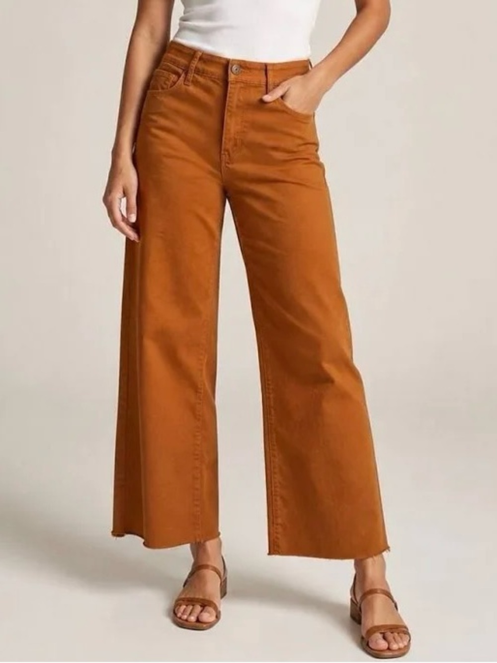 Whetherly Brooklyn High Rise Wide Leg Denim Jeans Cinnamon Brown Caramel Size 26